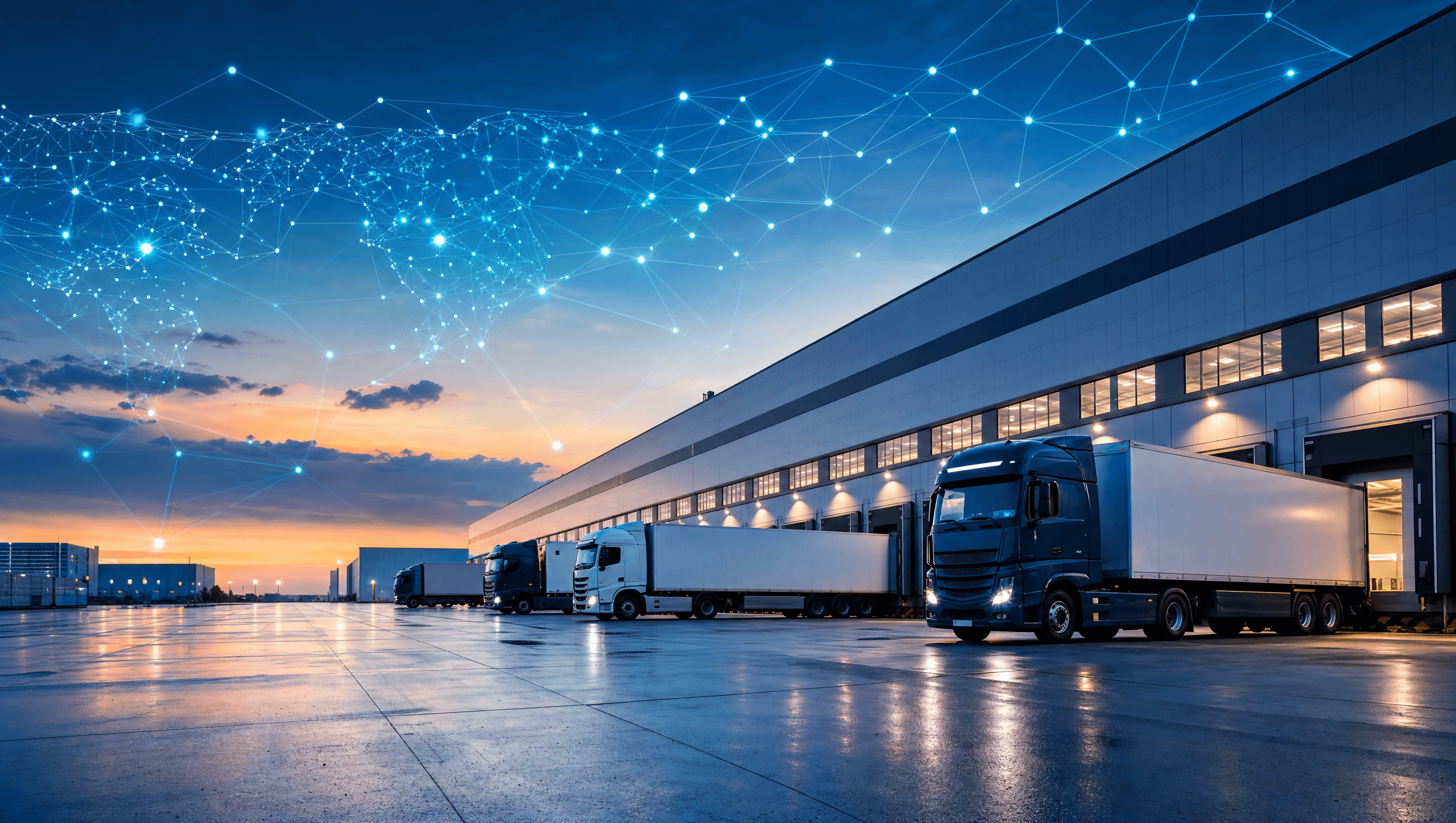 3PL logistics — trucks at loading docks